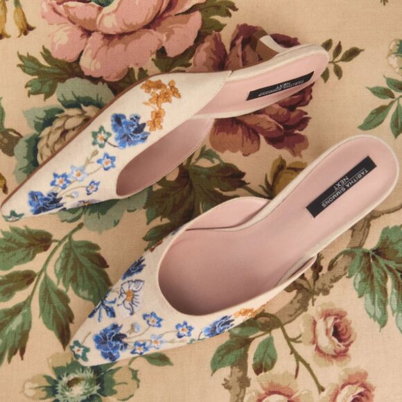 Bone Tabitha Simmons x Next Embroidery Kitten Mules - Picture 6 of 10